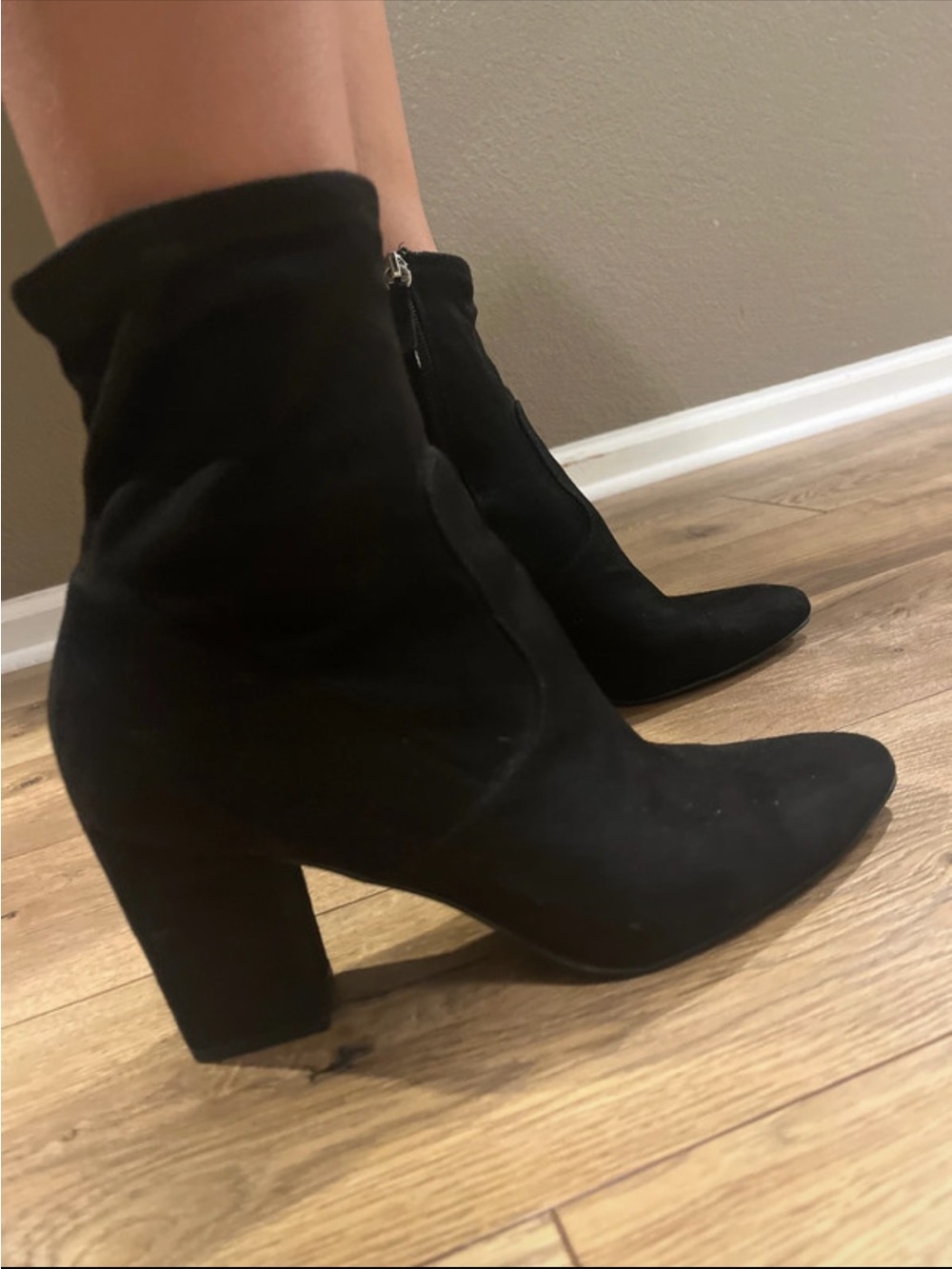 Steve Madden Black Suede Pointed Toe Ankle Booties